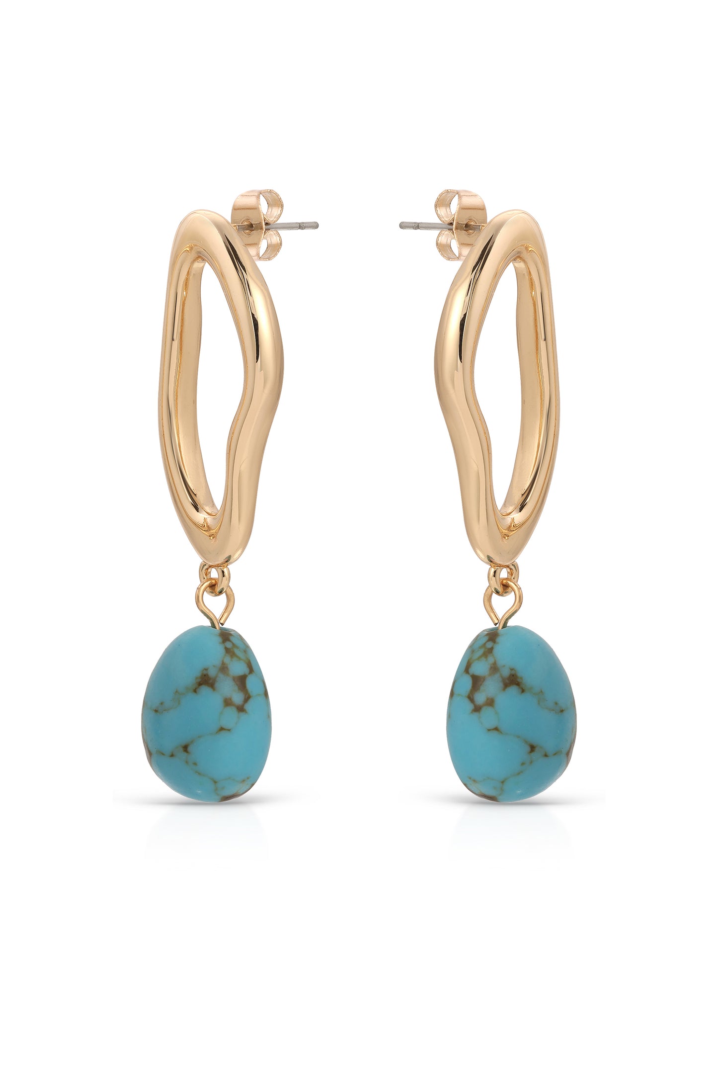 Open Circle Turquoise Dangle Earrings side