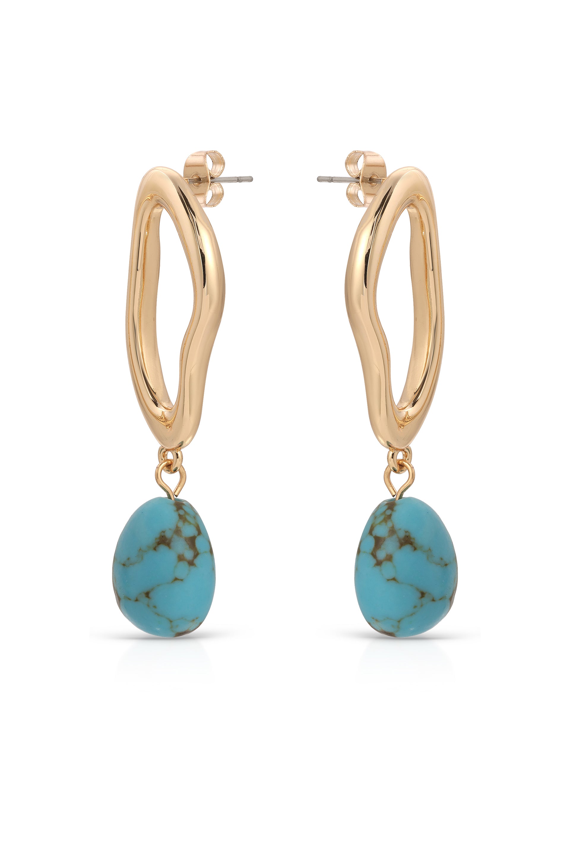 Open Circle Turquoise Dangle Earrings side