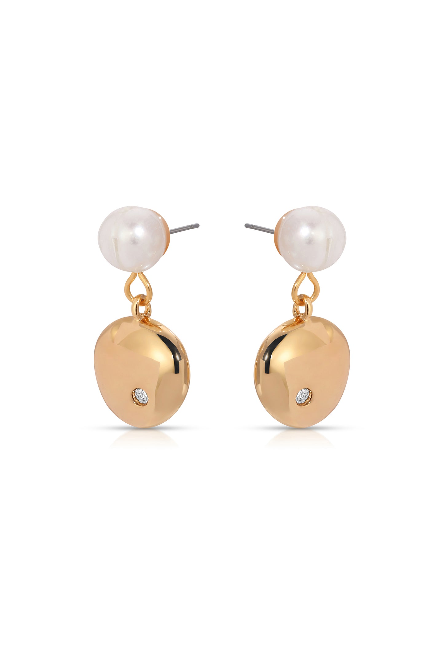 Small Pebble and Pearl Dangle Earrings side