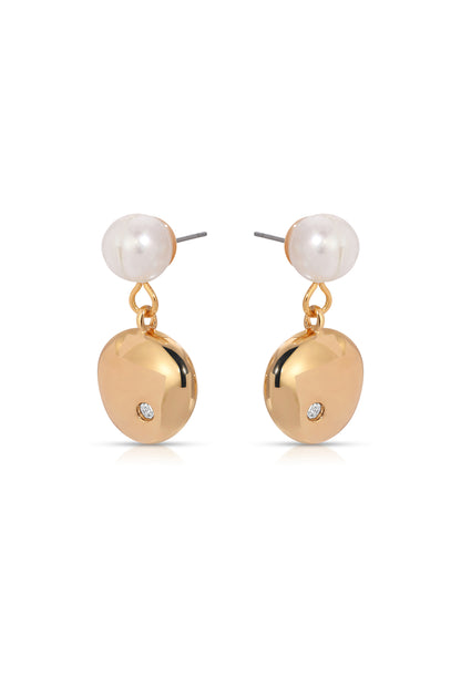 Small Pebble and Pearl Dangle Earrings side