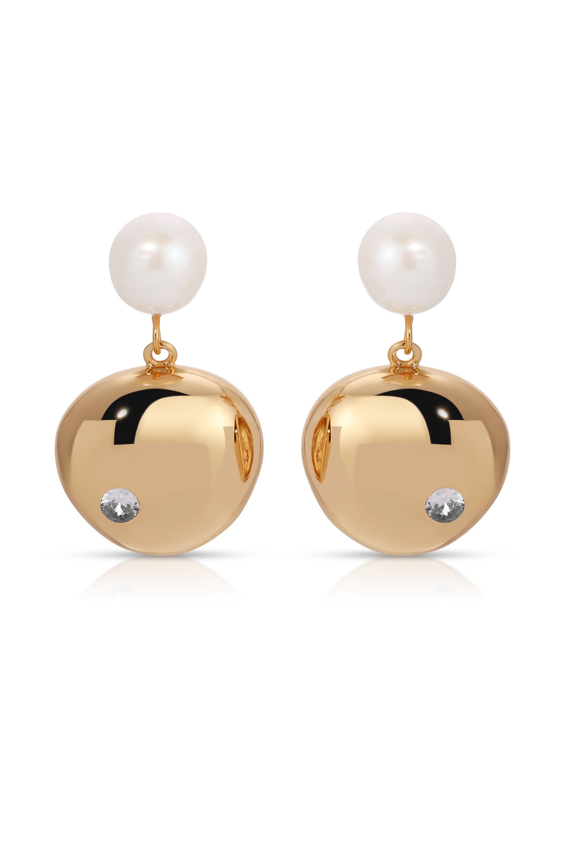 Statement Pebble and Pearl Dangle Earrings