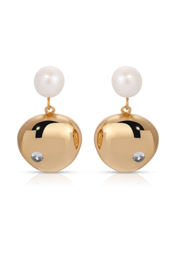 Large Pebble and Pearl Dangle Earrings