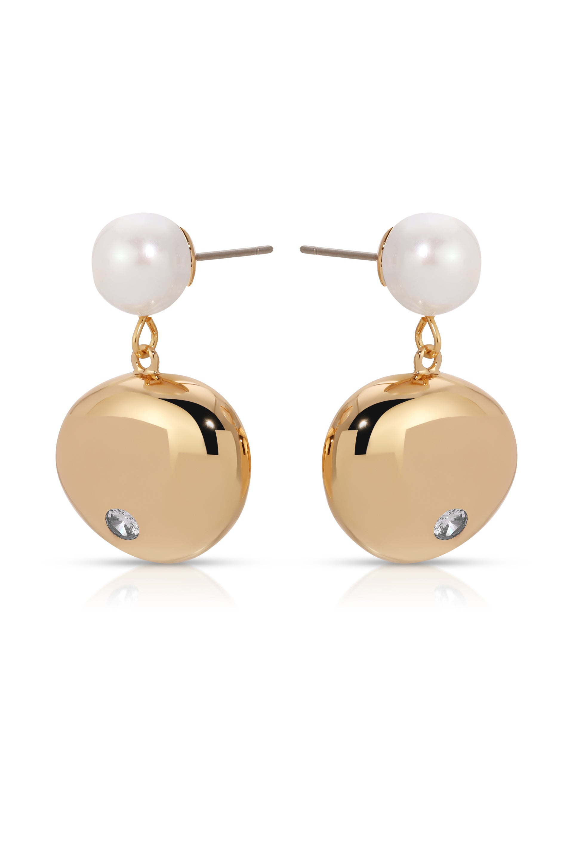 Statement Pebble and Pearl Dangle Earrings side view