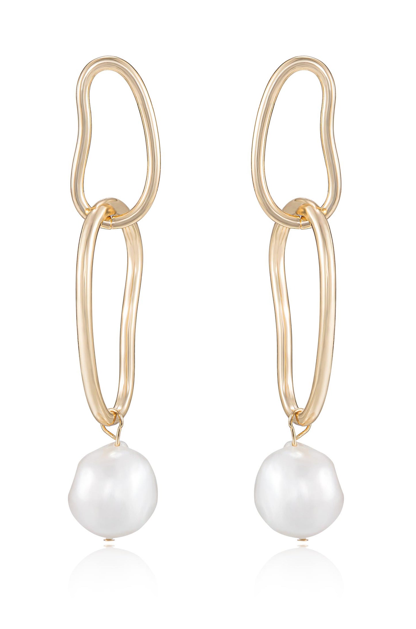 Mara Dangle Pearl 18k Gold Plated Earrings