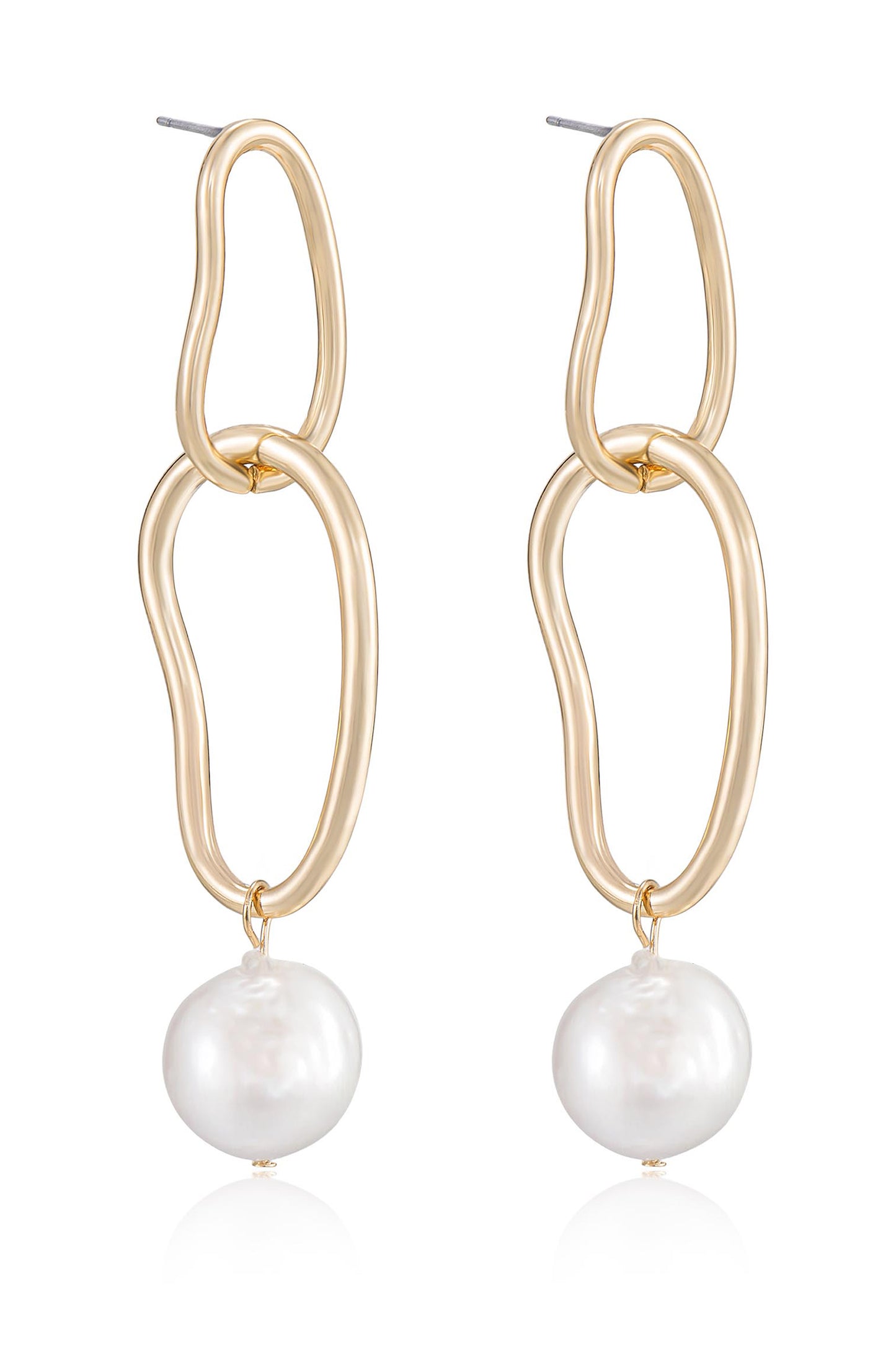 Mara Dangle Pearl 18k Gold Plated Earrings side