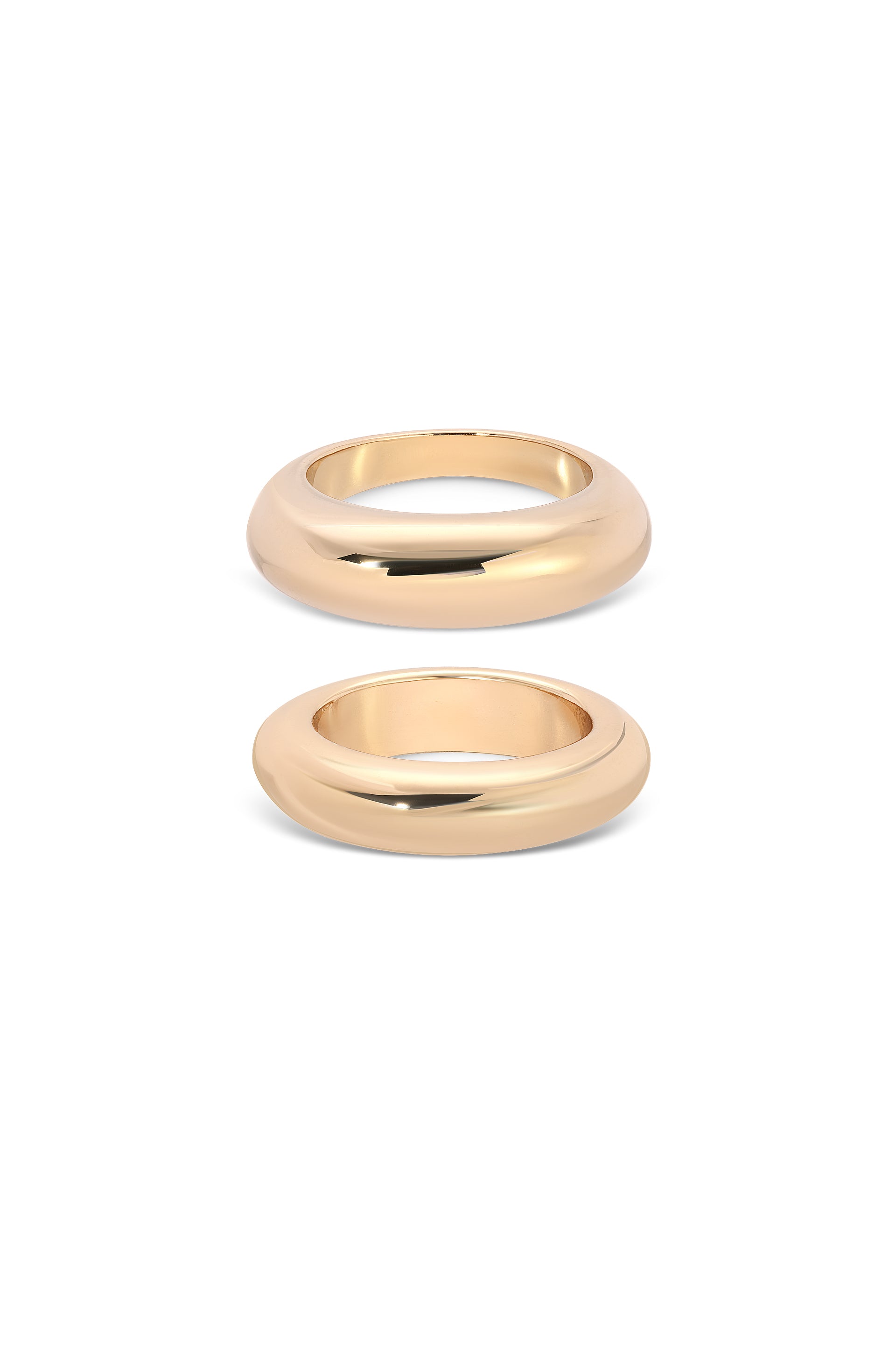Modern Dome Ring Set 18k Gold Plated