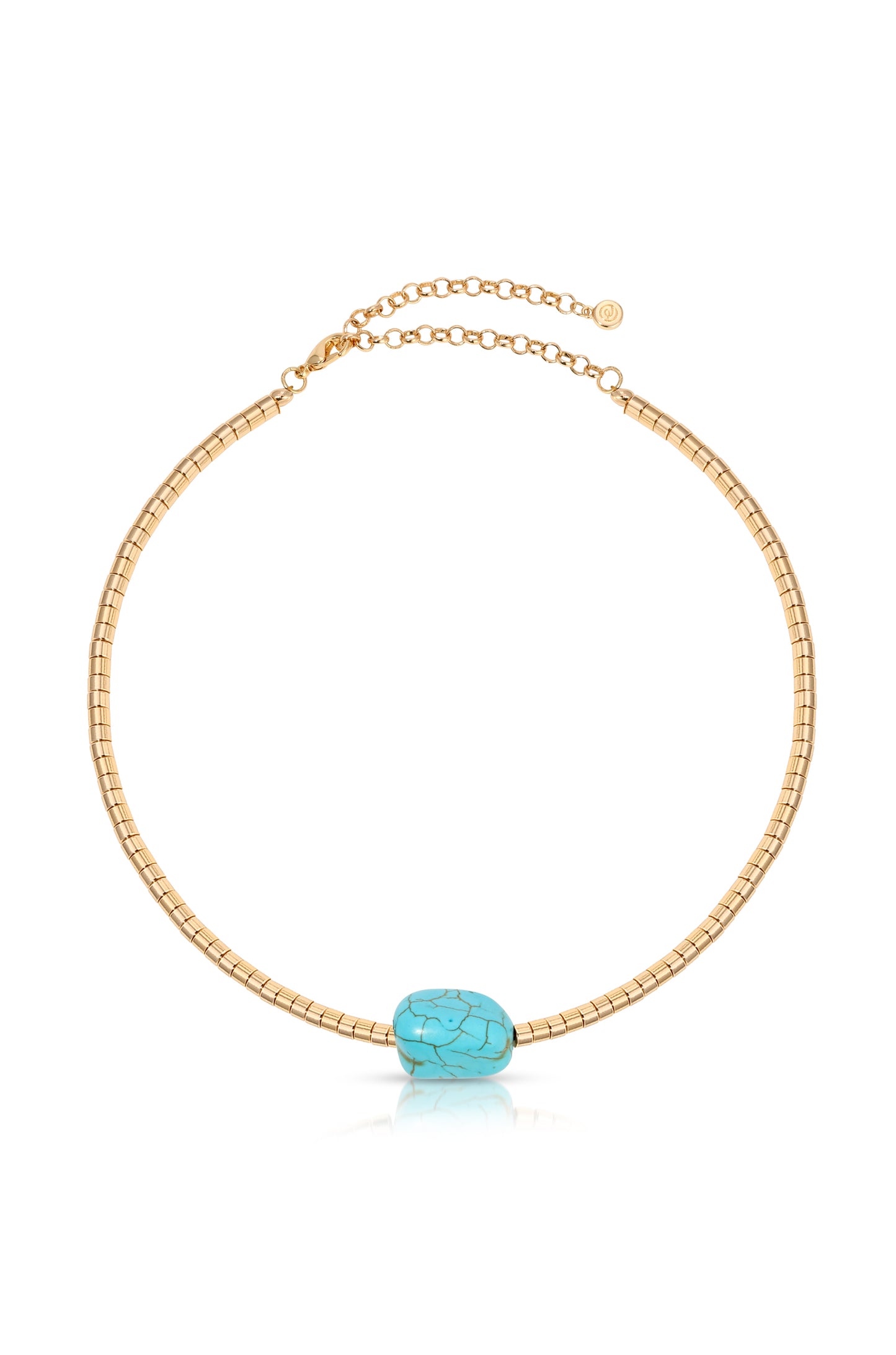 Gold Beaded Turquoise Nugget Necklace