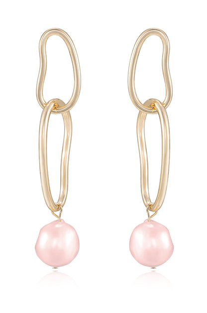 Mara Dangle Pearl Earrings in pink