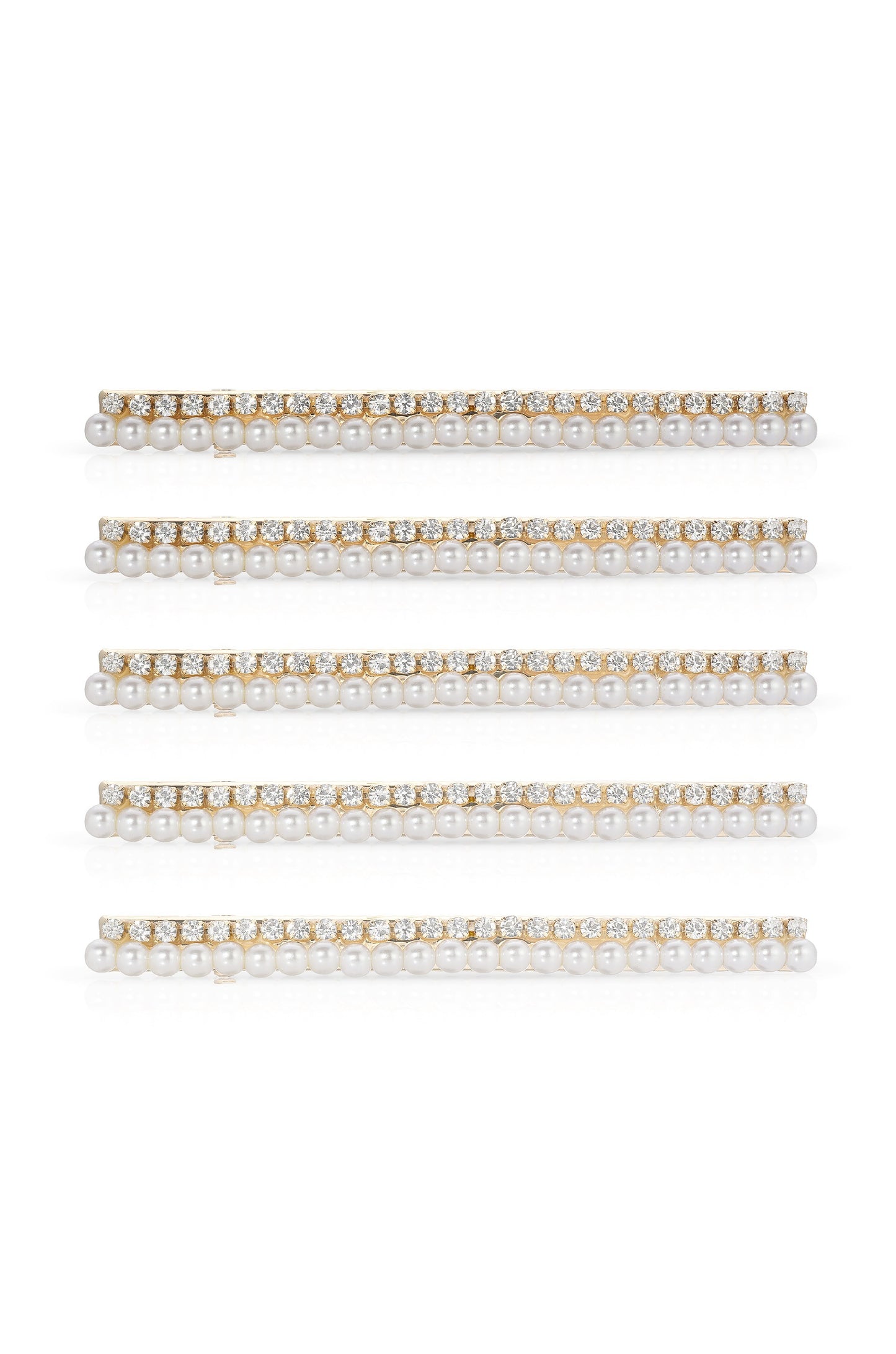 Thin Pearl and Crystal Hair Clip Set