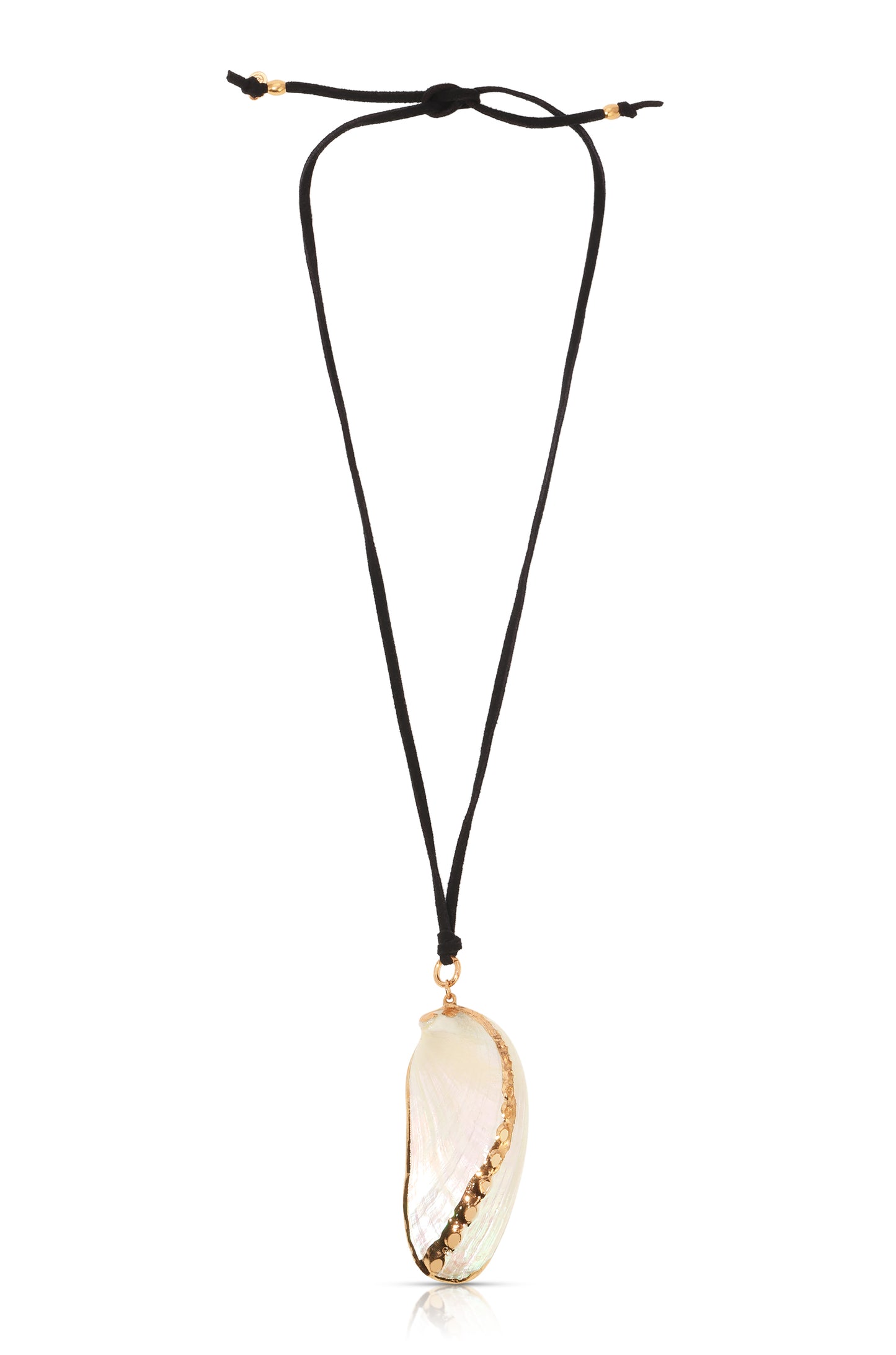 Iridescent Mussel Shell Pendant Necklace close up