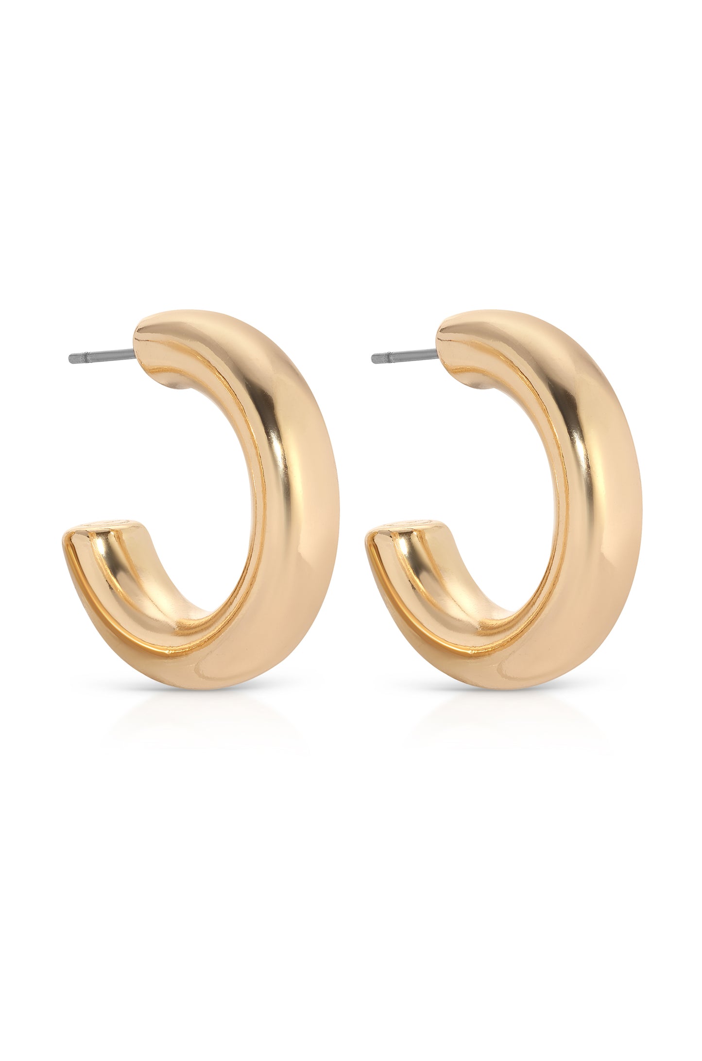 Thick Classic Hoops - small gold side