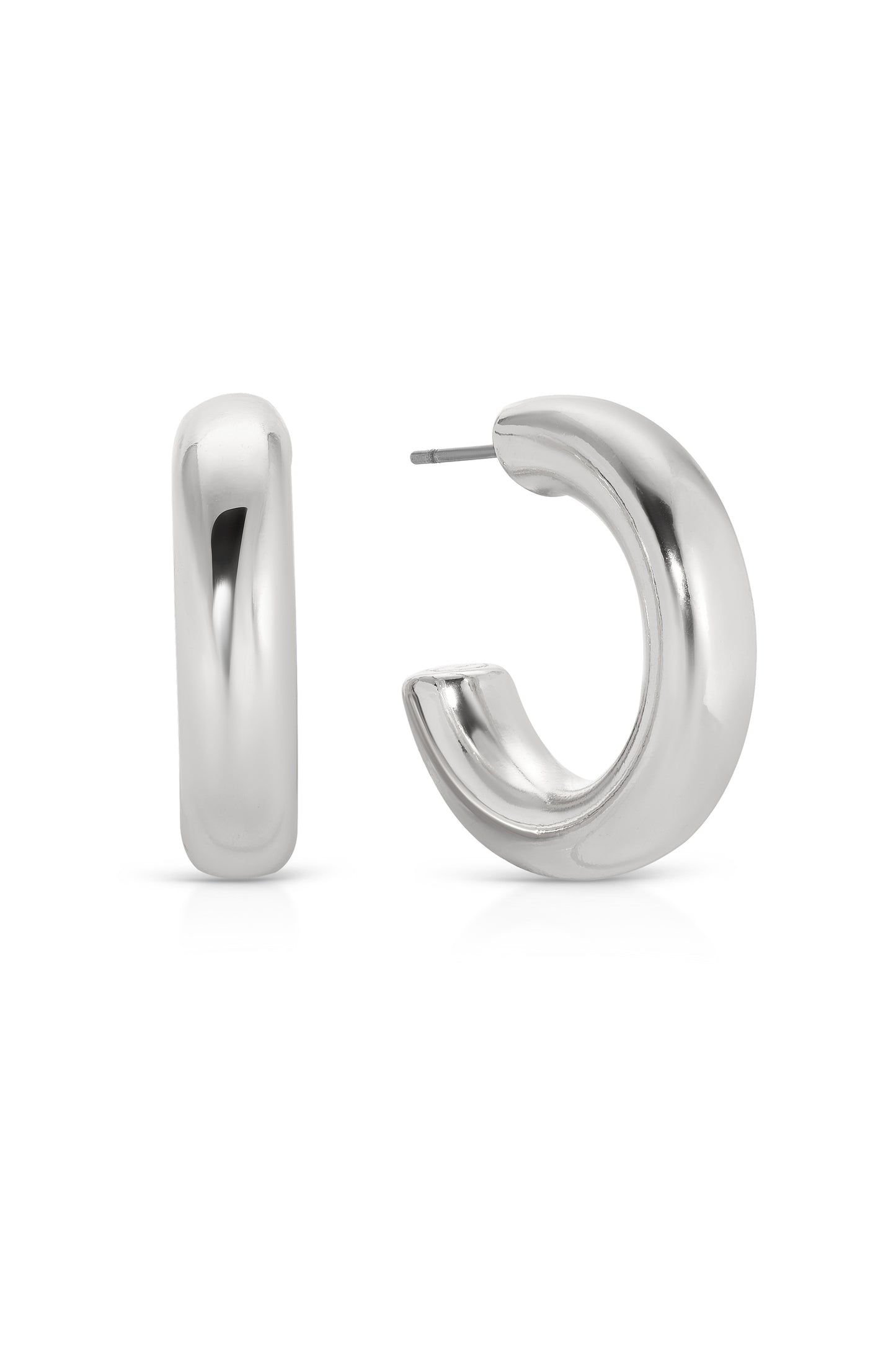 Small Thick Classic Hoops Rhodium Plated 2