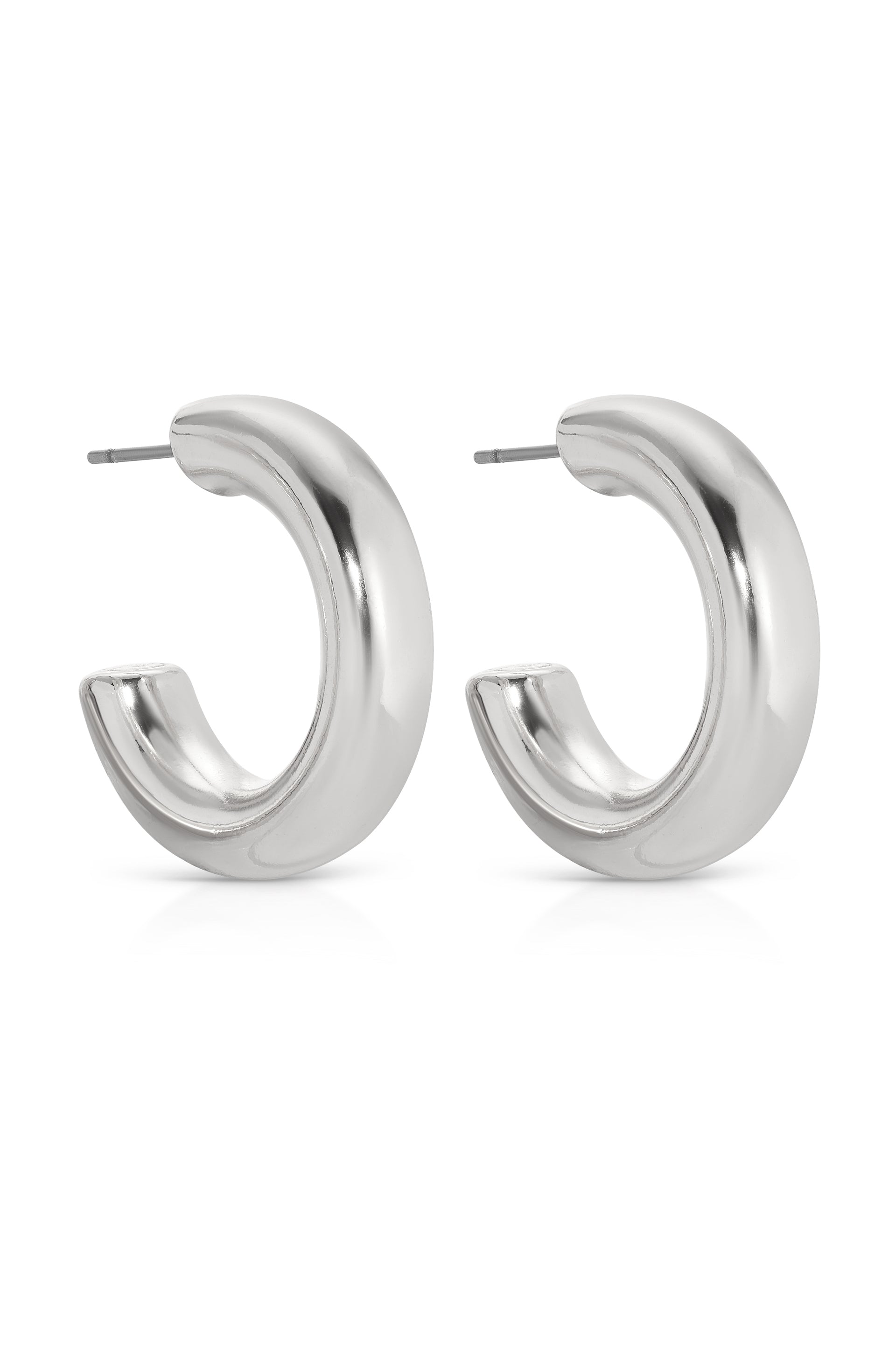 Thick Classic Hoops - small rhodium side