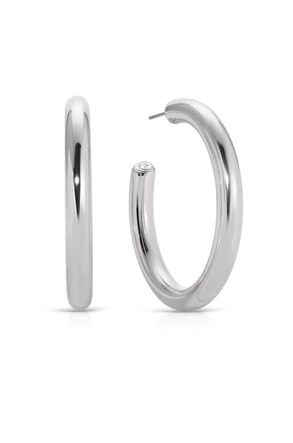 Thick Classic Hoops rhodium large