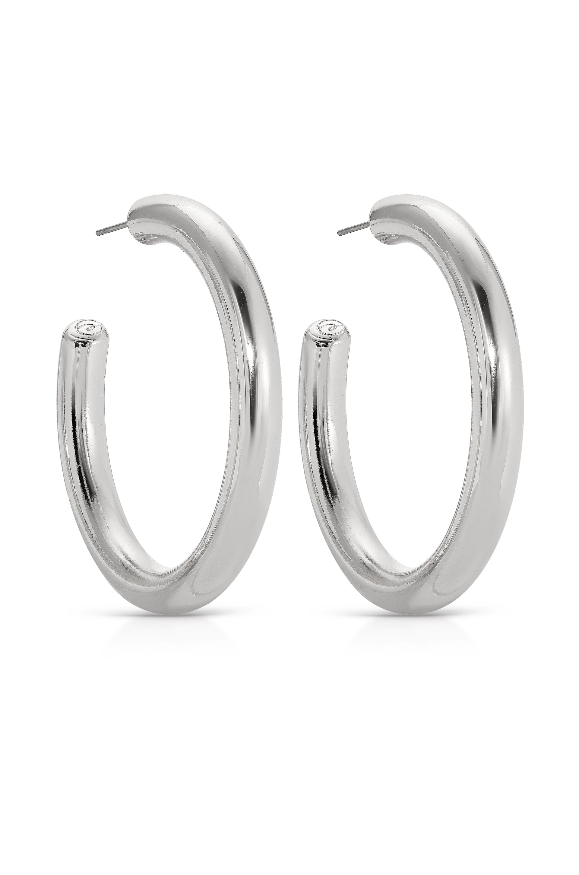 Thick Classic Hoops rhodium large side
