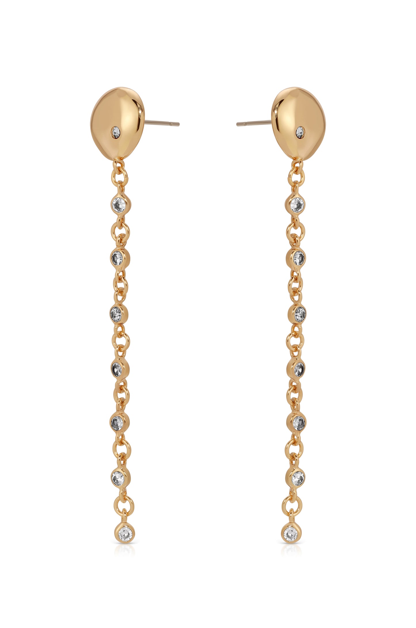 Polished Pebble Linear Chain Earrings 18k Gold Plated 3