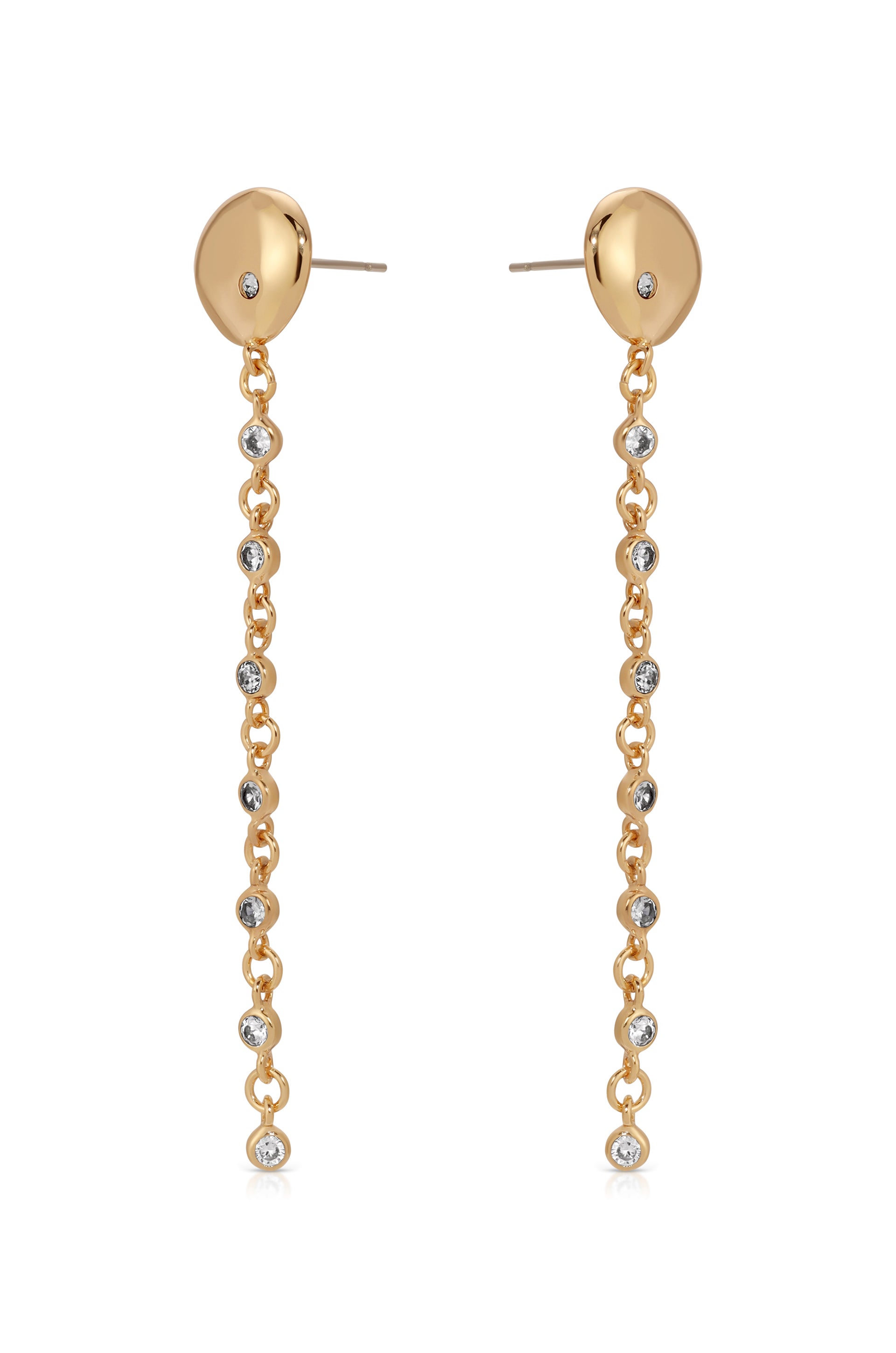Polished Pebble Linear Chain Earrings 18k Gold Plated 3