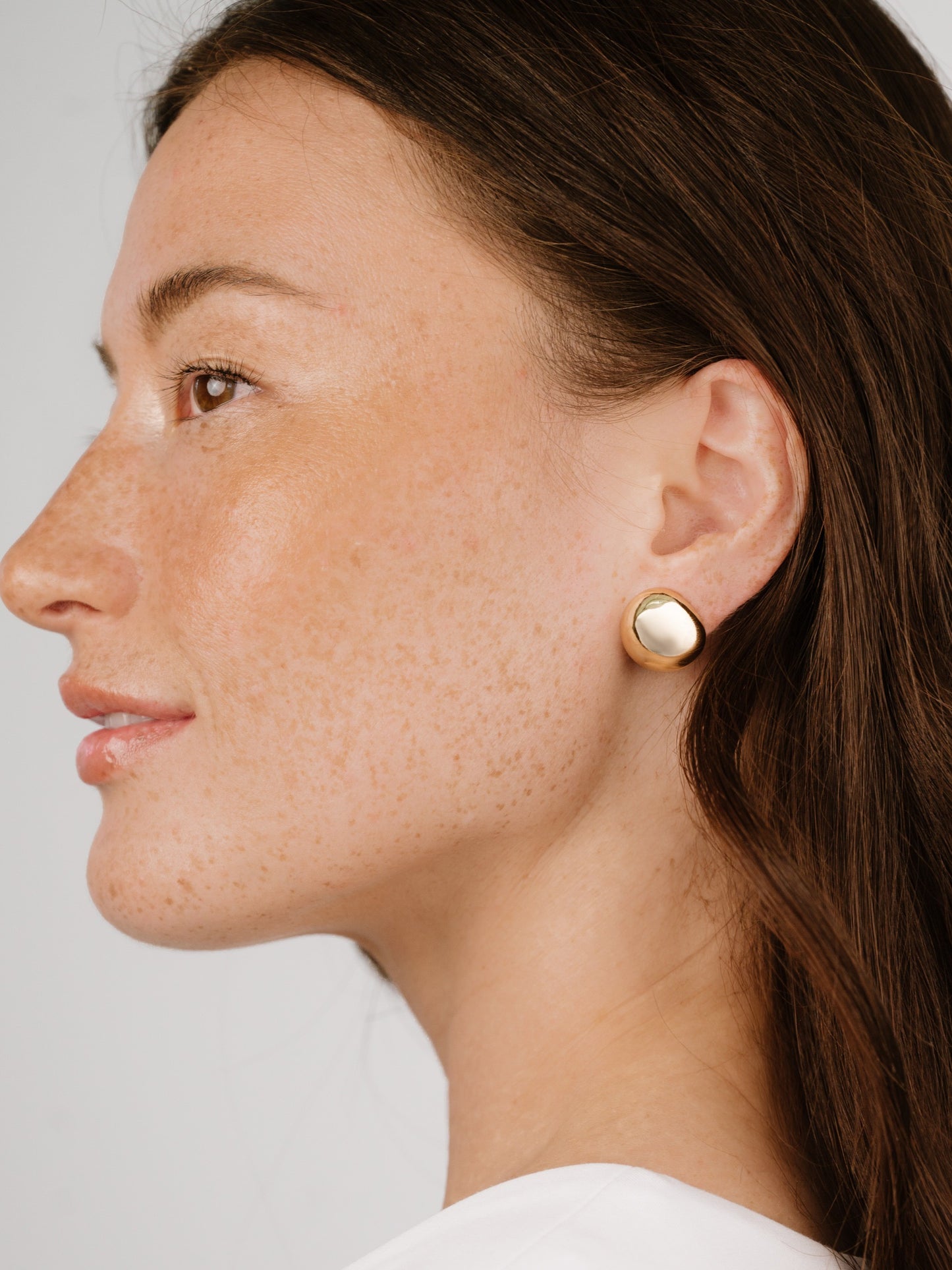 Polished Pebble Stud Earrings 18k Gold Plated model 2