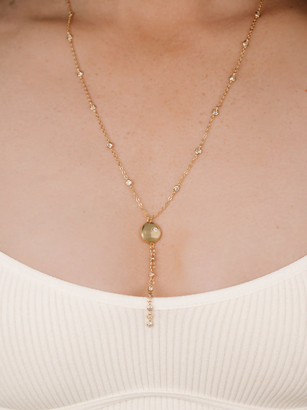 Polished Pebble Crystal Chain Lariat Second