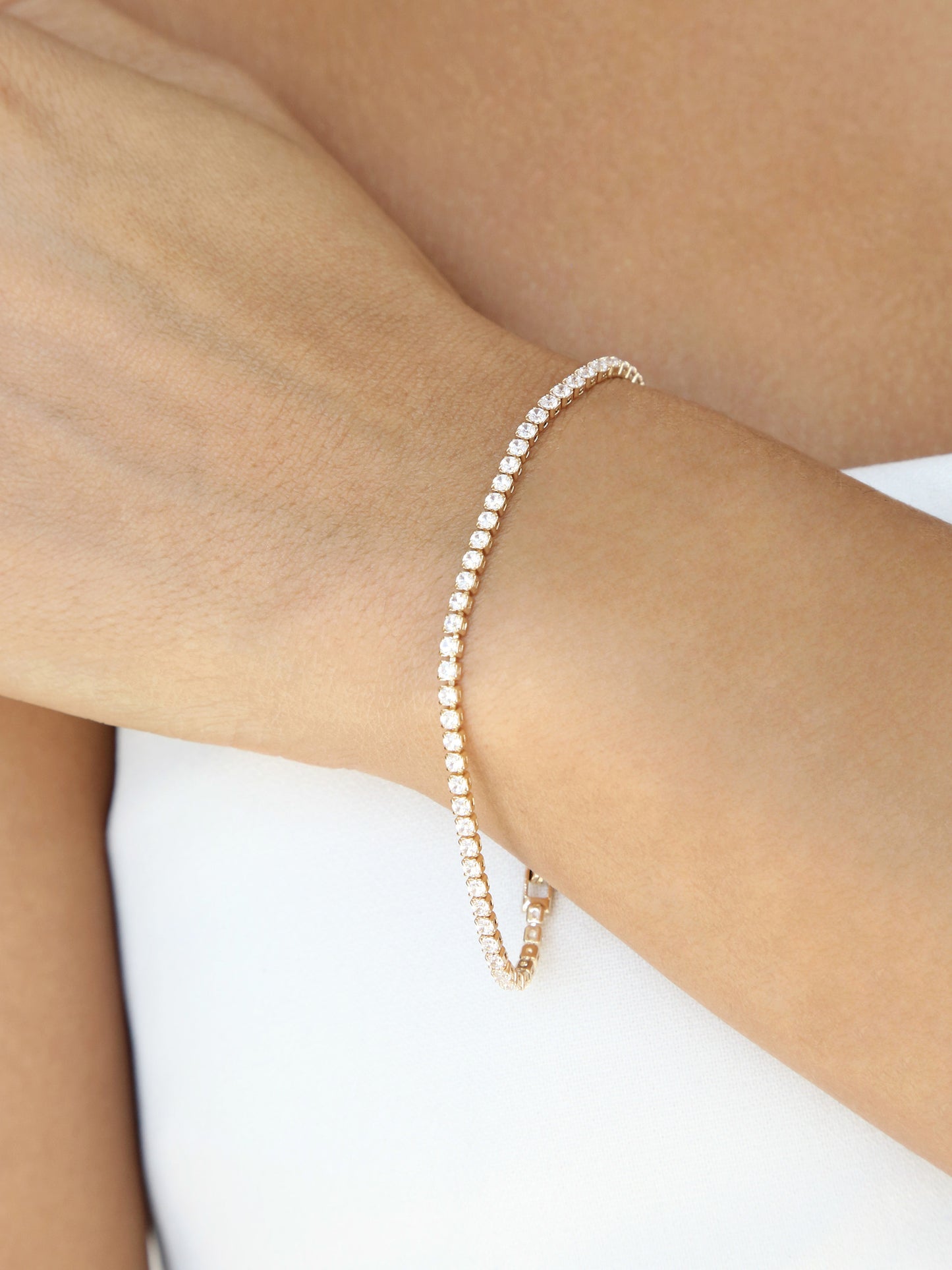 The Minimalist Tennis Bracelet on model