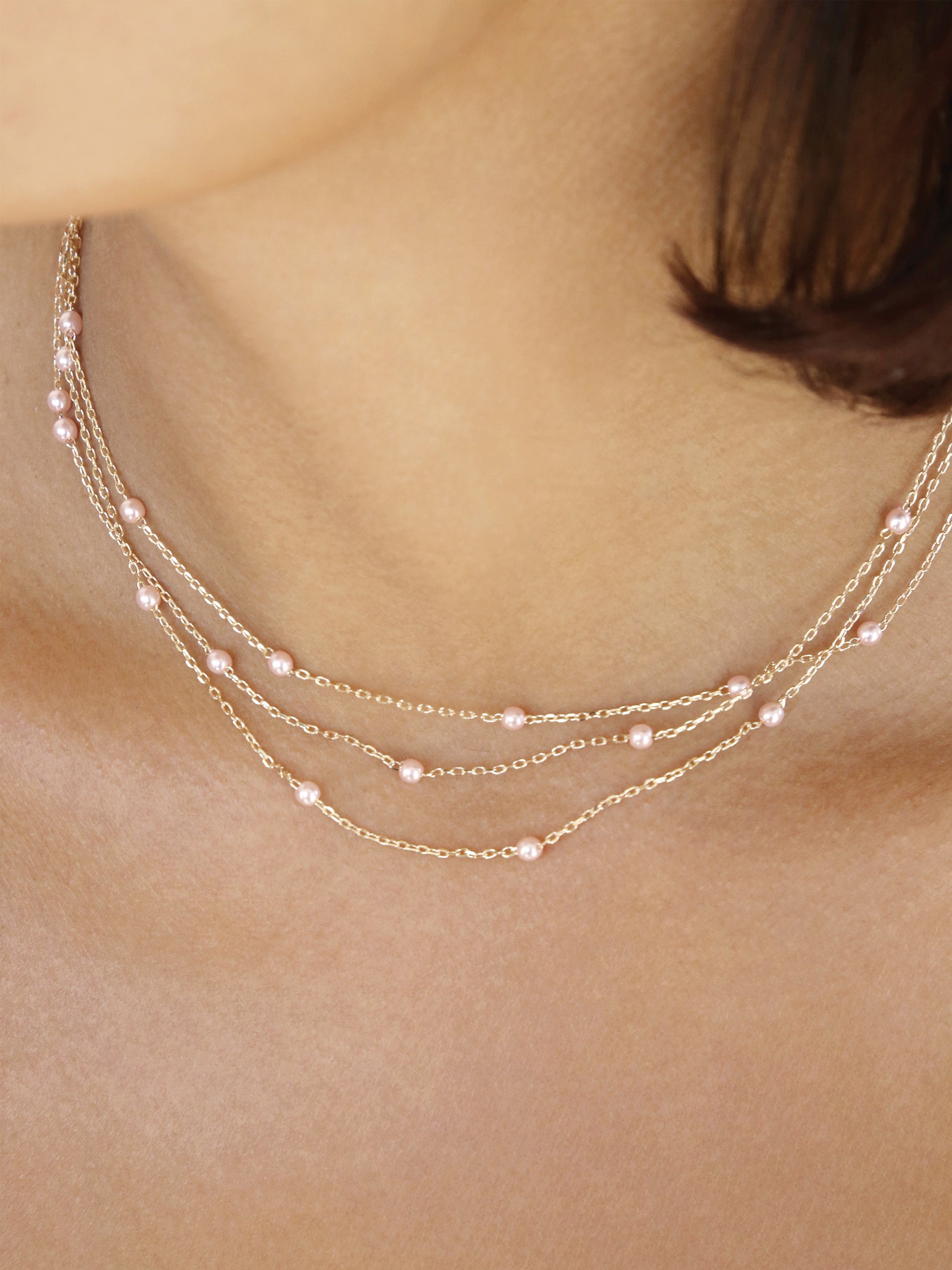 Perfect Stone Layered Necklace on model