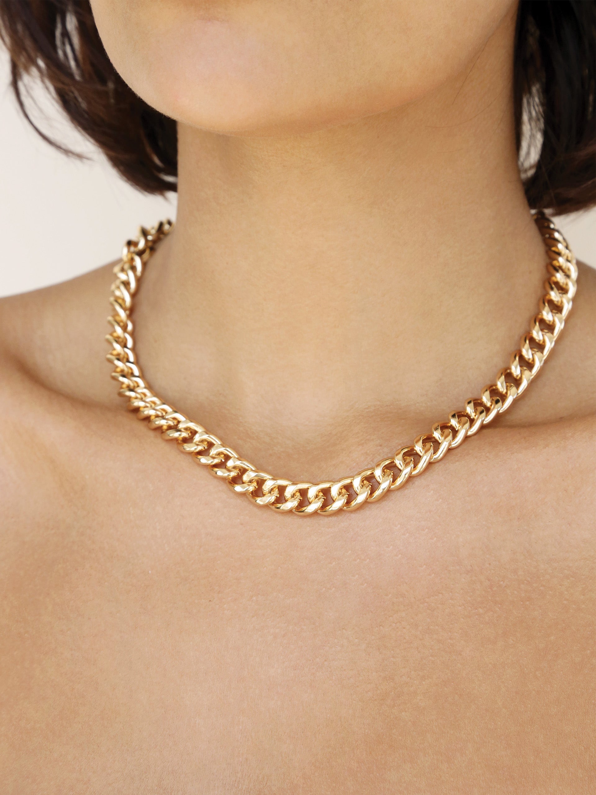 Always Linked Thick Chain Necklace on model 