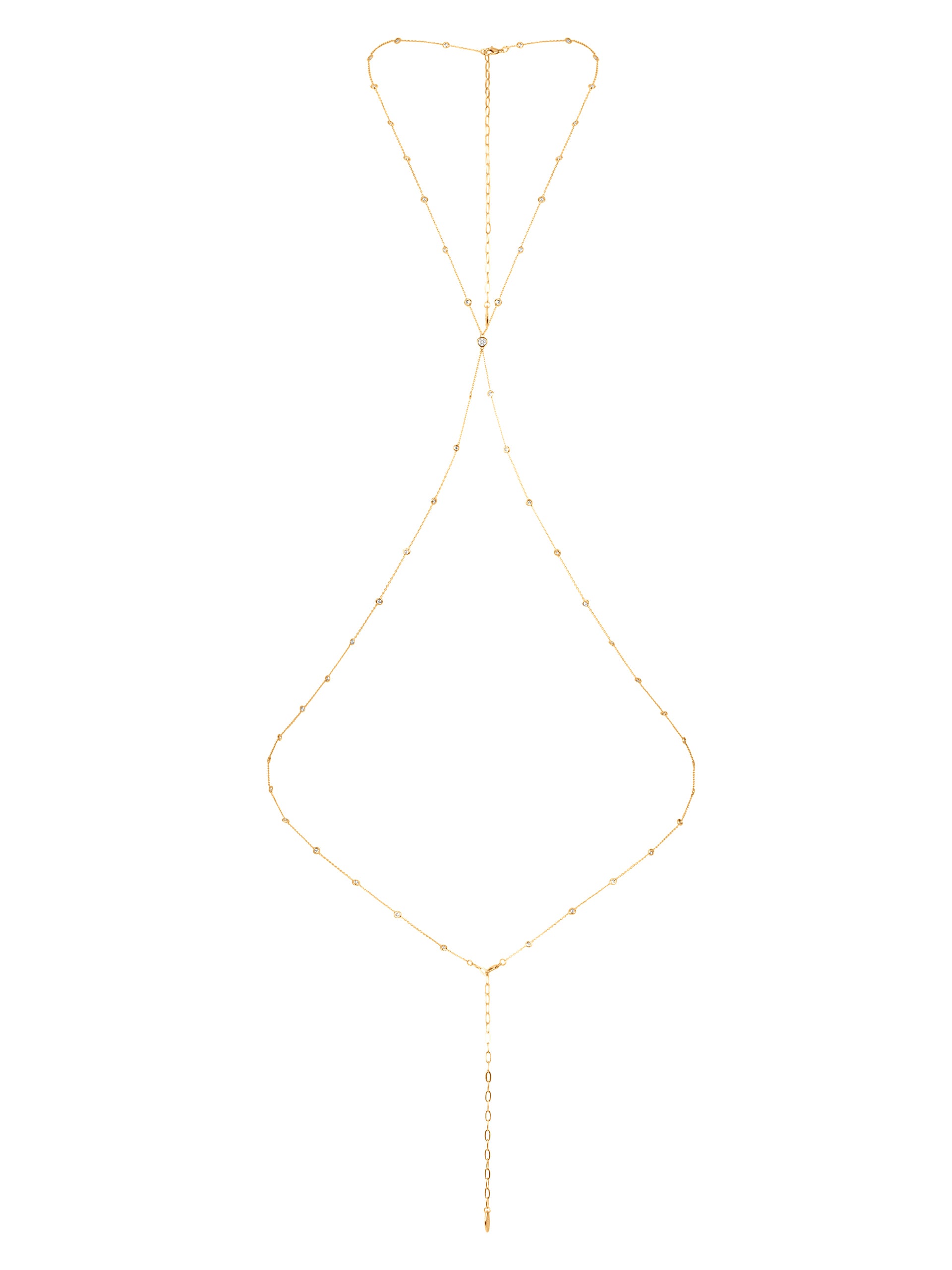 Simple Crystal X Body Chain Gold Tone