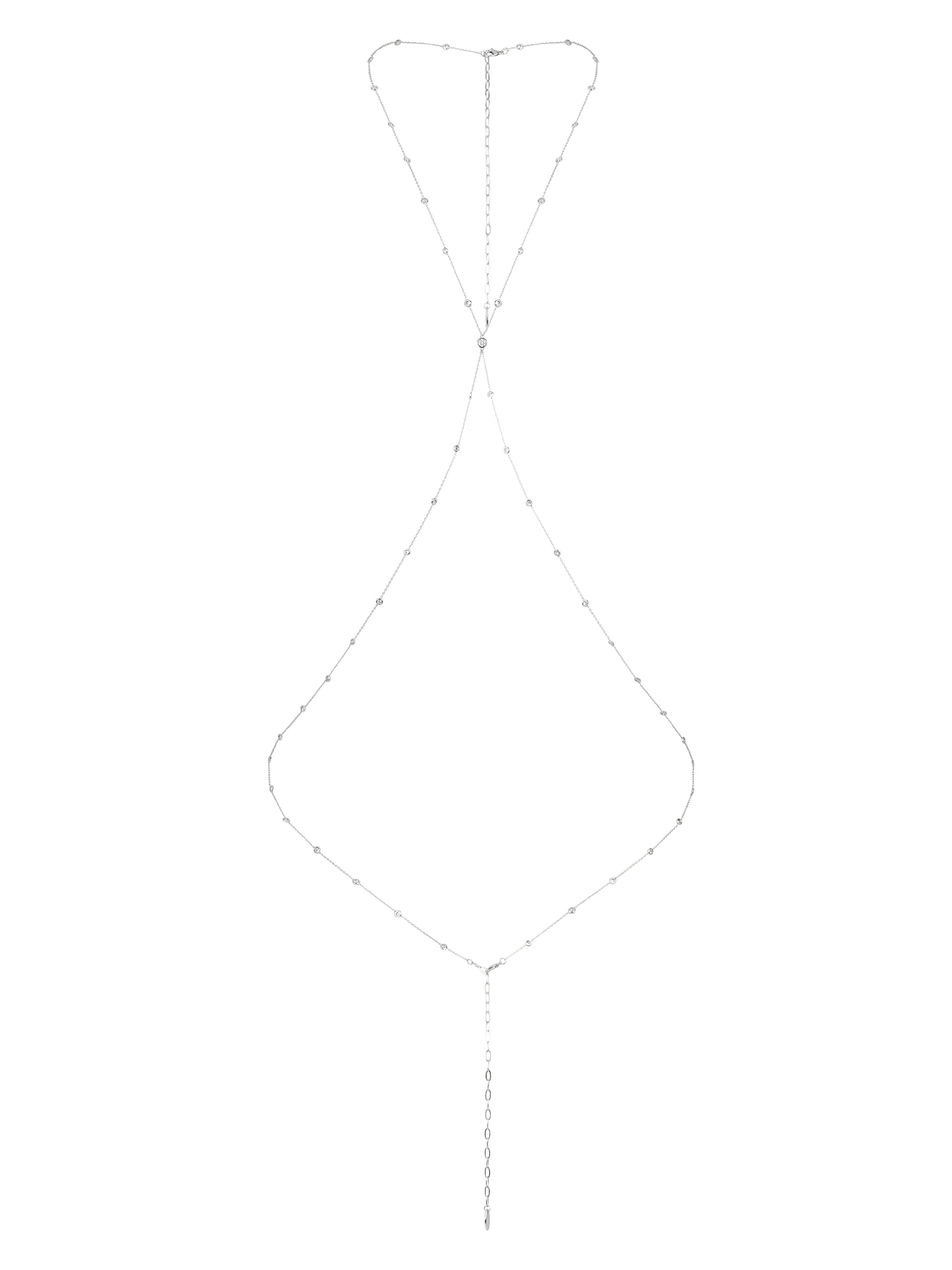 Simple Crystal X Body Chain Rhodium Plated