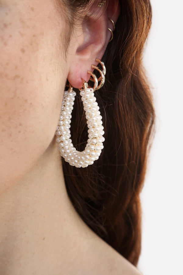 Pearl Wrapped Hoop Earrings Second