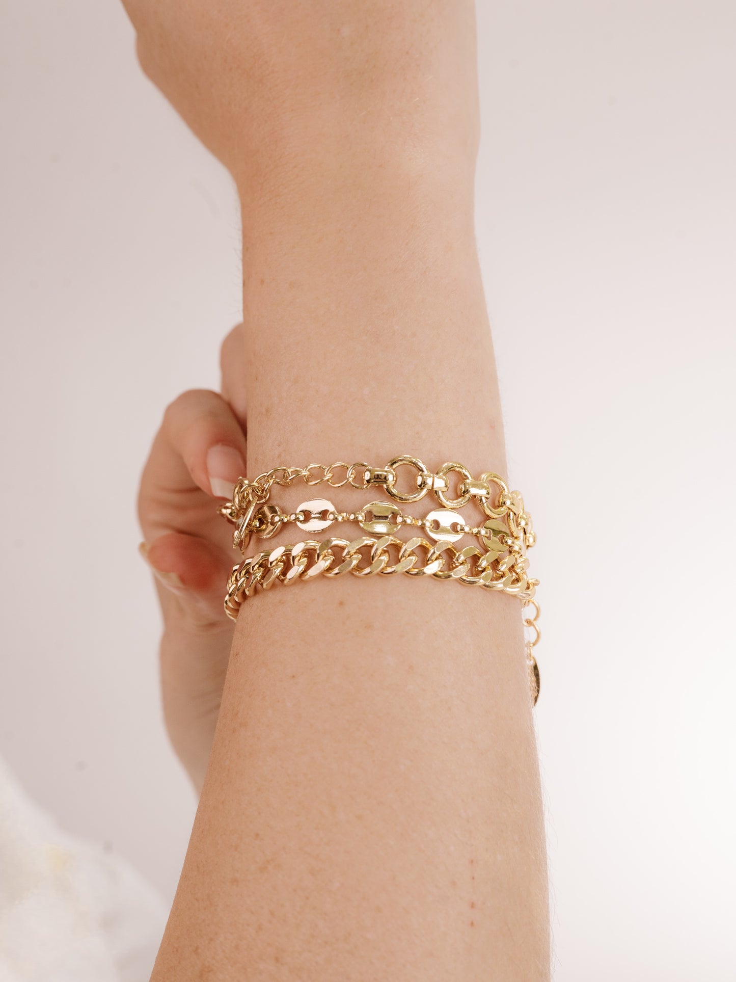Might & Chain Bracelet Set on model 2