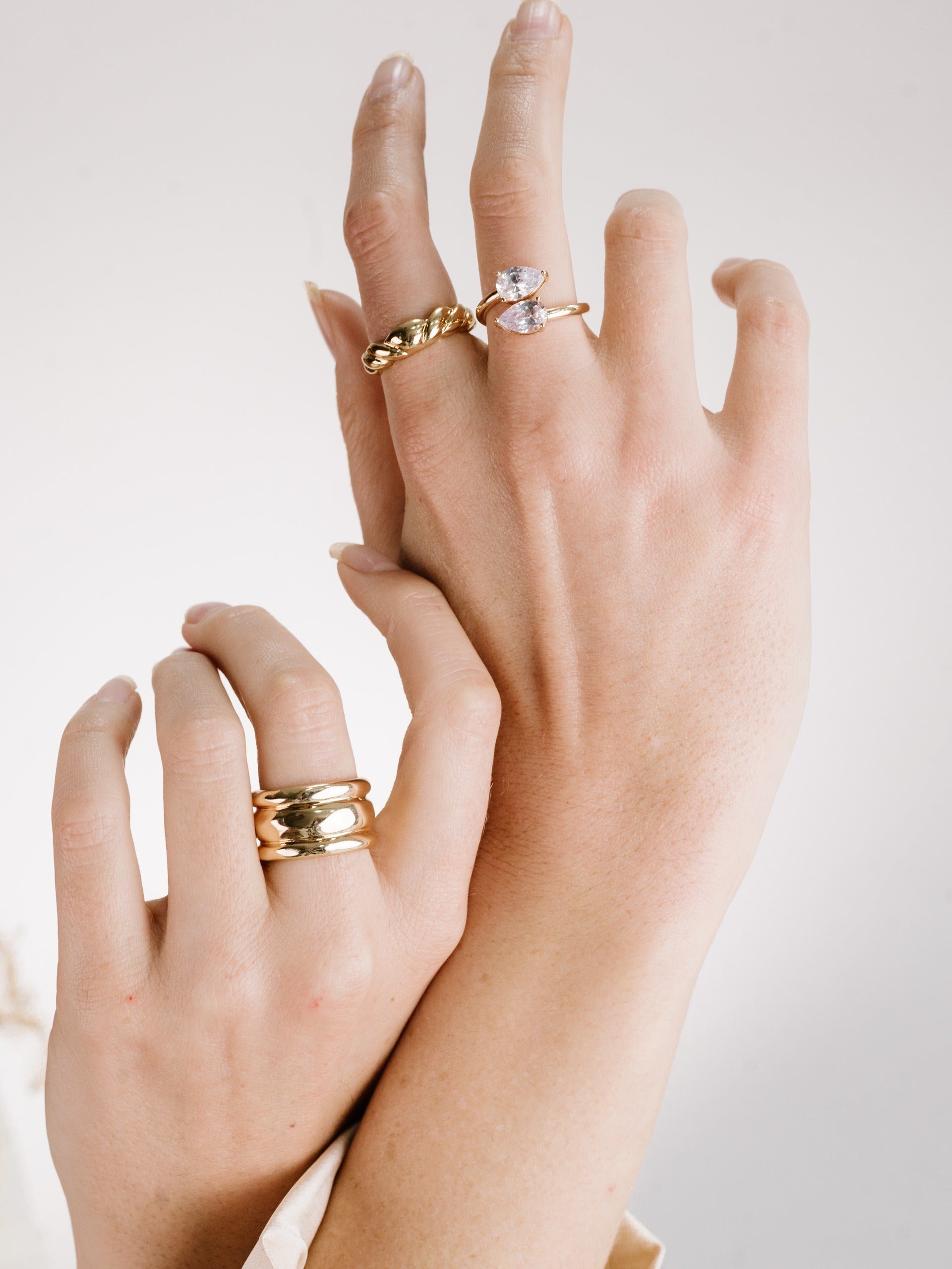 Crystal Teardrop Wrap Ring Clear Crystal with 18k Gold Plating model 2