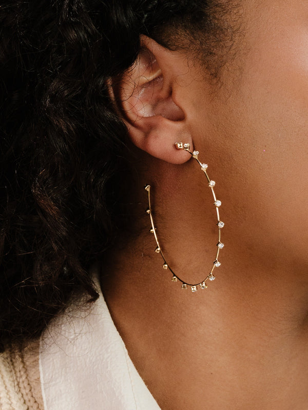 Simple Spark Crystal Hoops Second