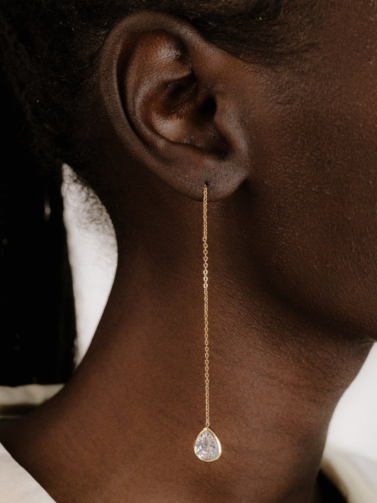 Barely There Chain and Crystal Dangle Earrings Clear Crystal with 18k Gold Plating 3