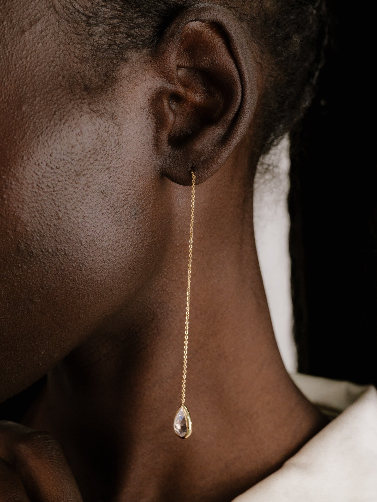 Barely There Chain and Crystal Dangle Earrings Clear Crystal with 18k Gold Plating 2