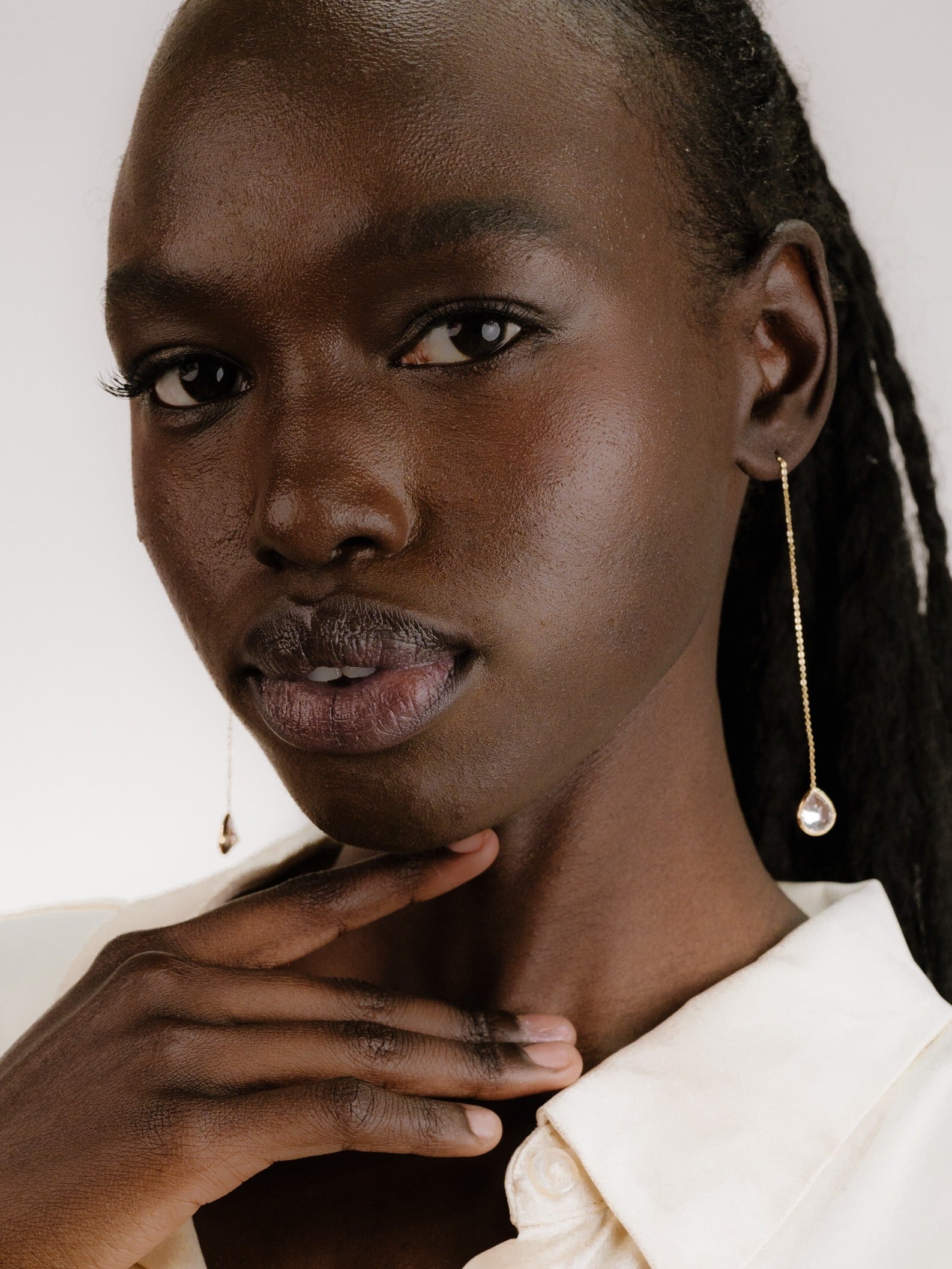 Barely There Chain and Crystal Dangle Earrings Clear Crystal with 18k Gold Plating 4