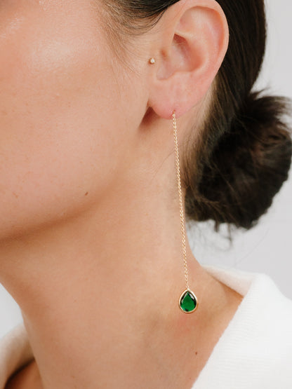 Barely There Chain and Crystal Dangle Earrings in green model