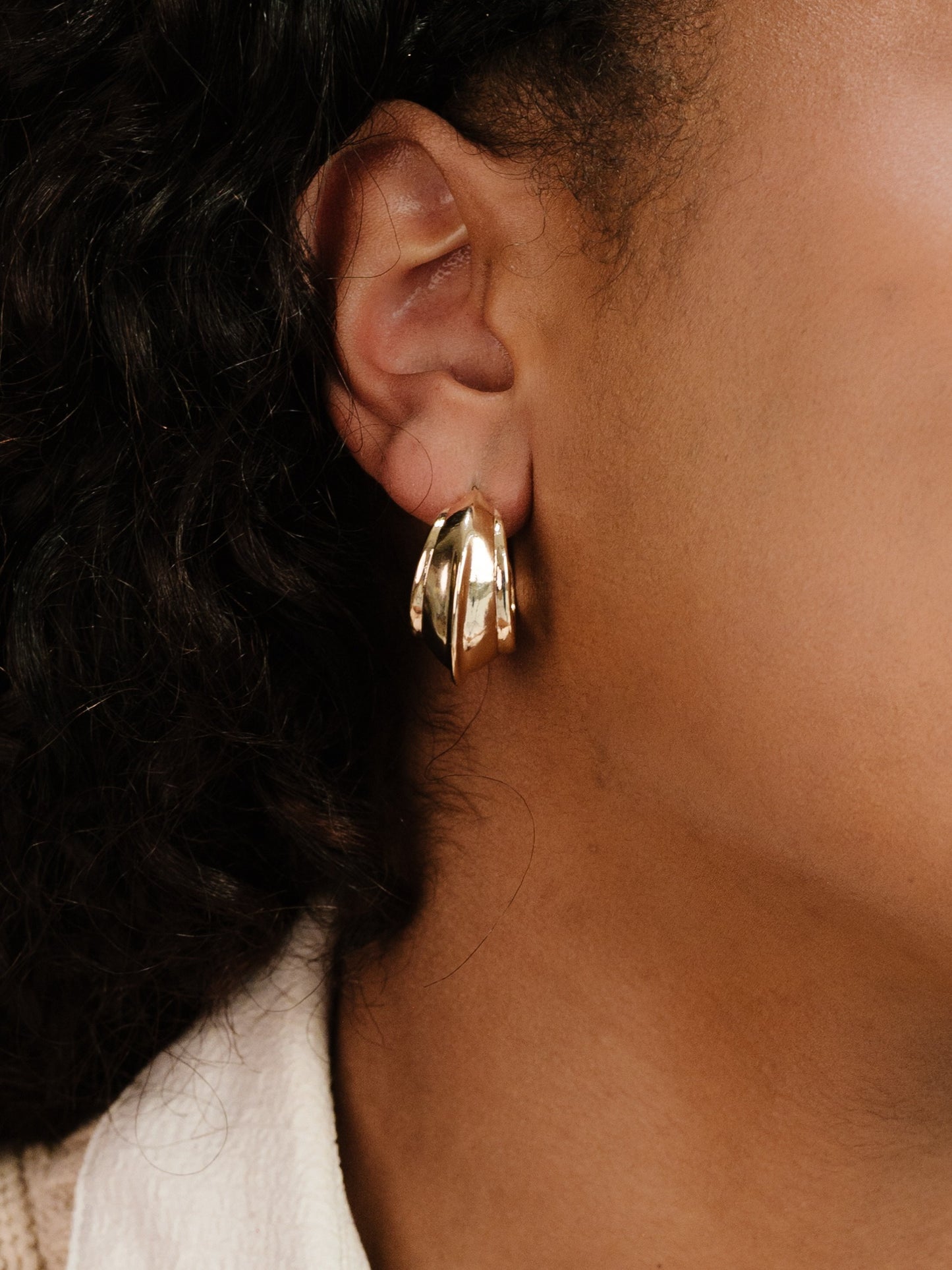 Simple Crescent Earrings on model