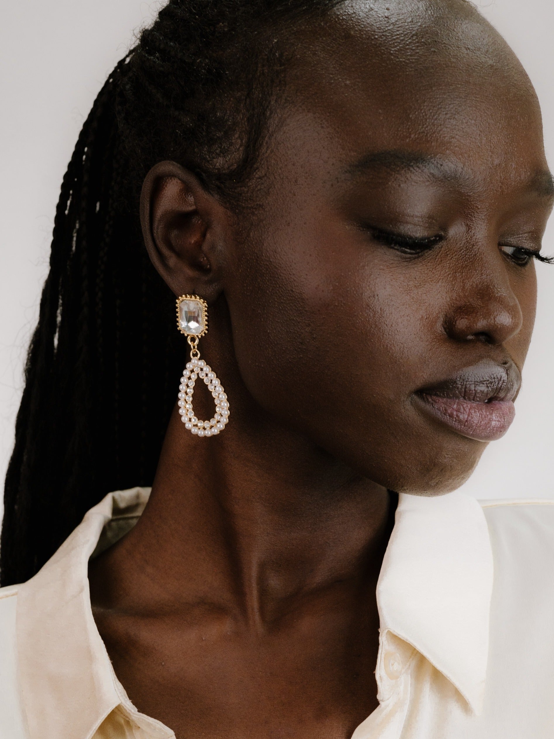 Bridal Luxe Earrings on model 4