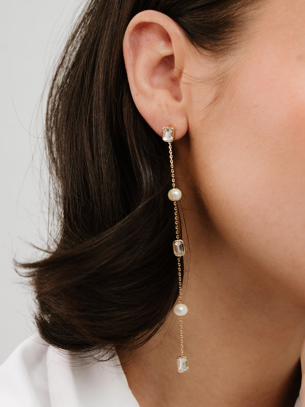 Pearl and Crystal Linear Earrings Second
