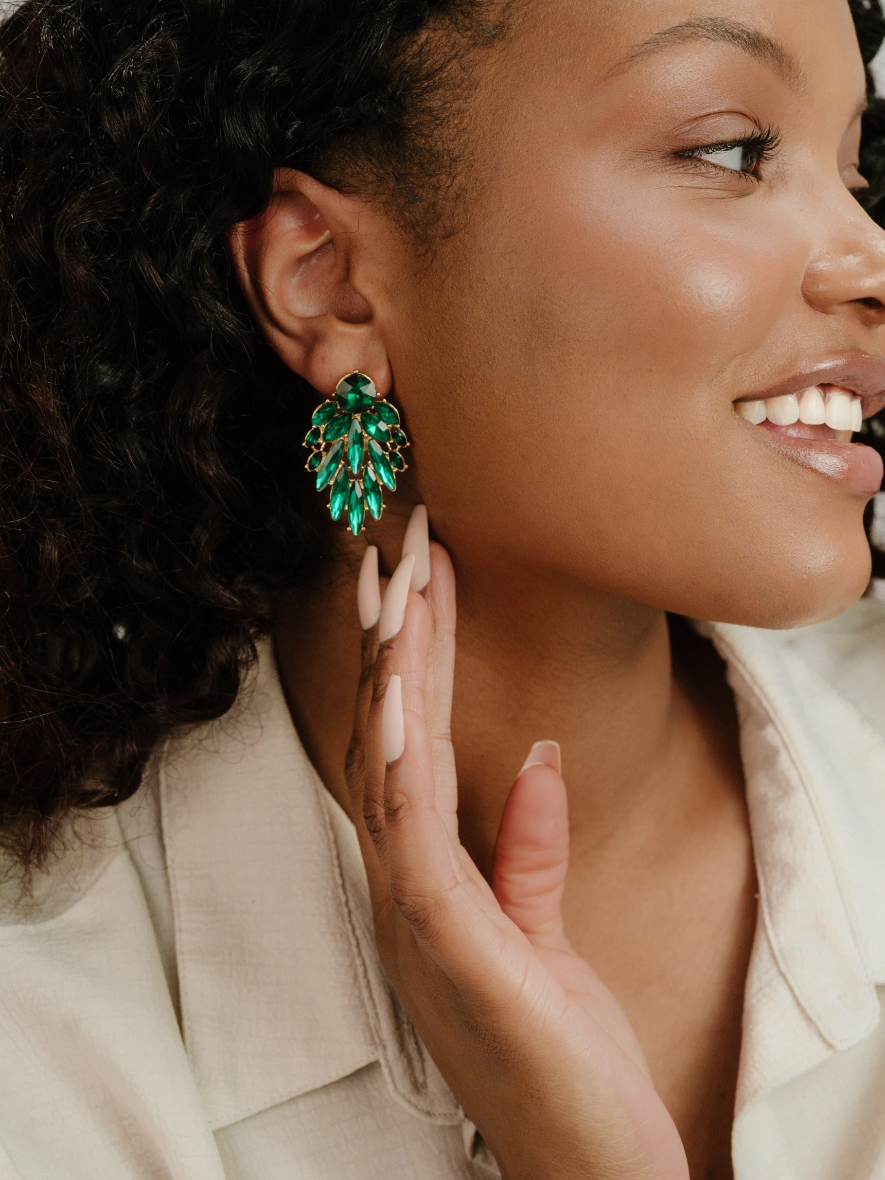 Cry Me A River Earrings in green view model