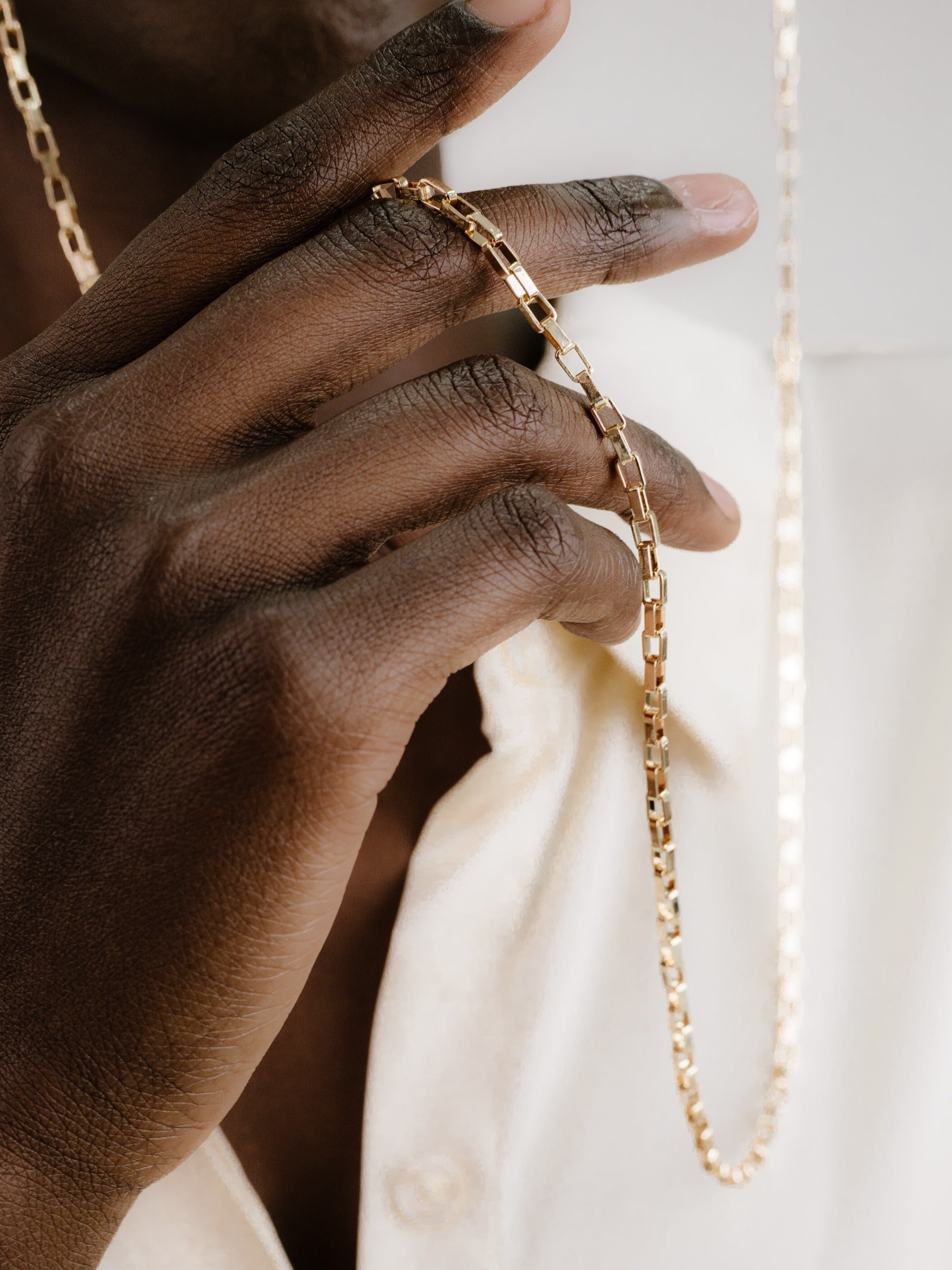 Golden Rays Rectangle Glasses Chain on model 4