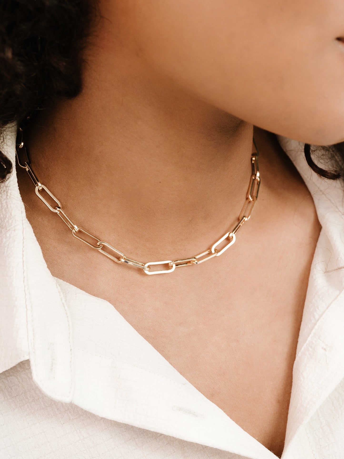 Interlinked Chain Necklace on model