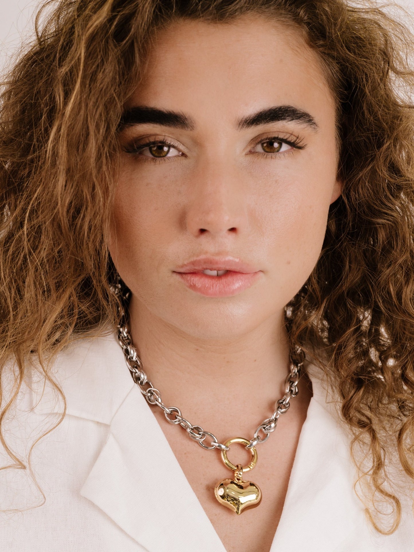 Liquid Gold and Pearl Choker on model 4