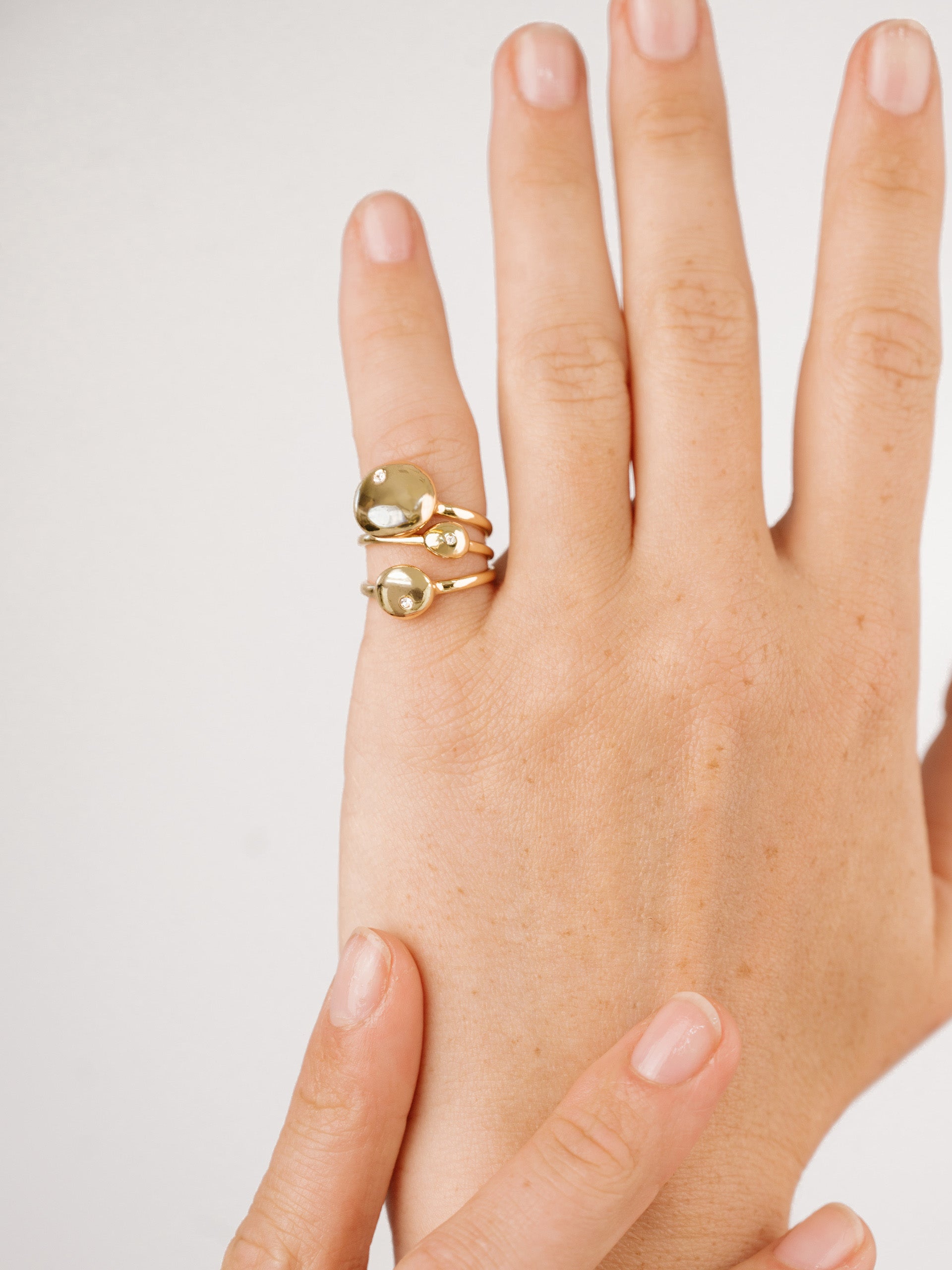 Polished Stacking Pebble Ring Set 18k Gold Plated model