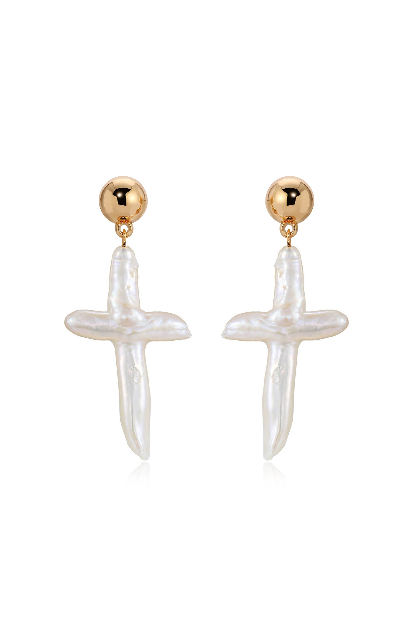 Organic Freshwater Pearl Cross Earrings