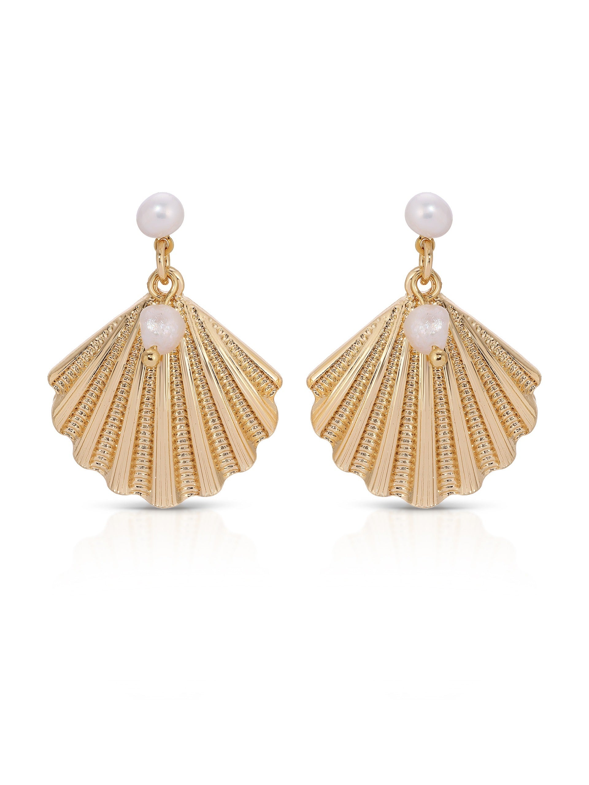 Scallop Shell and Pearl Earrings