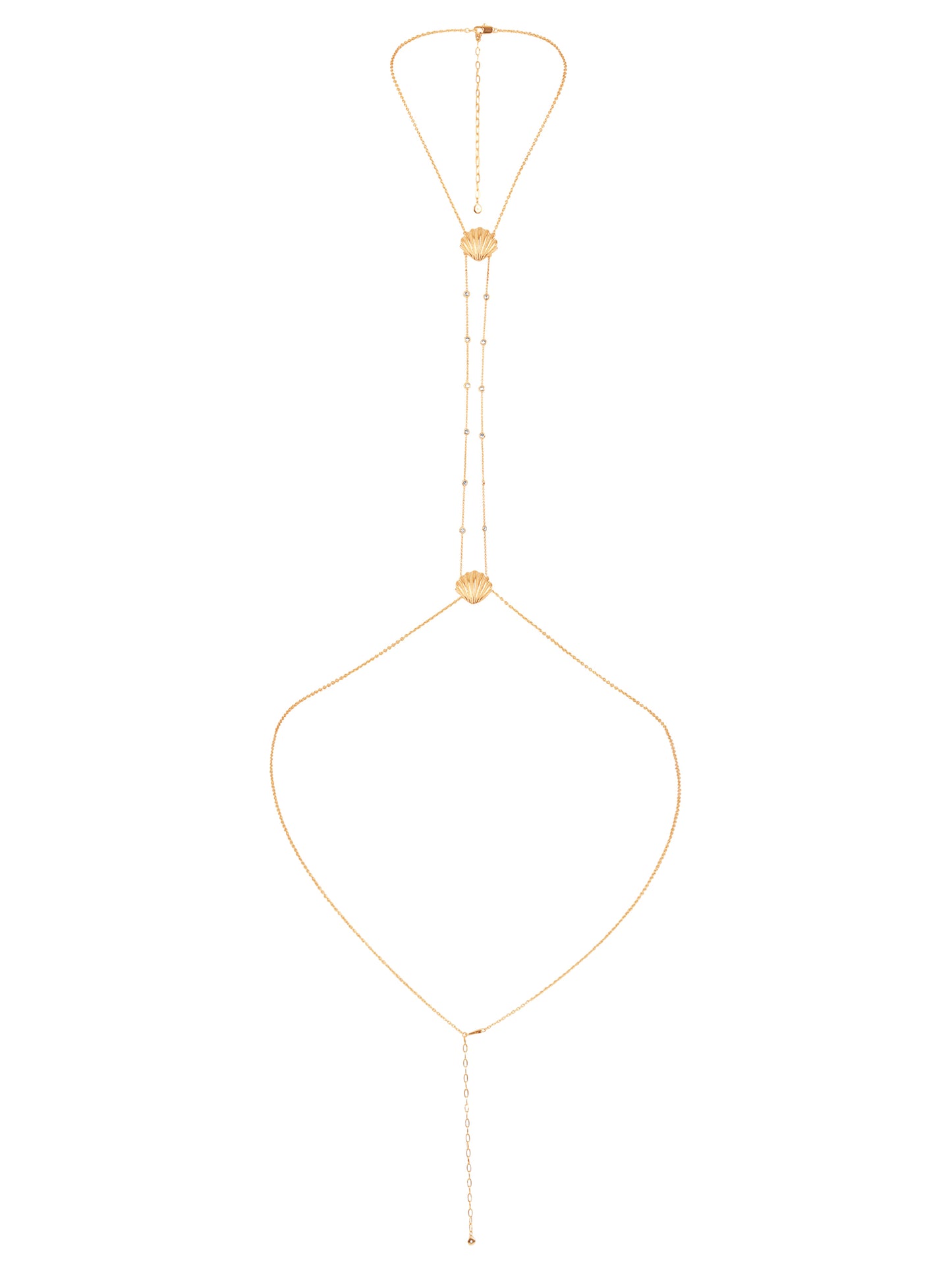 Scallop Shell and Crystal Body Chain