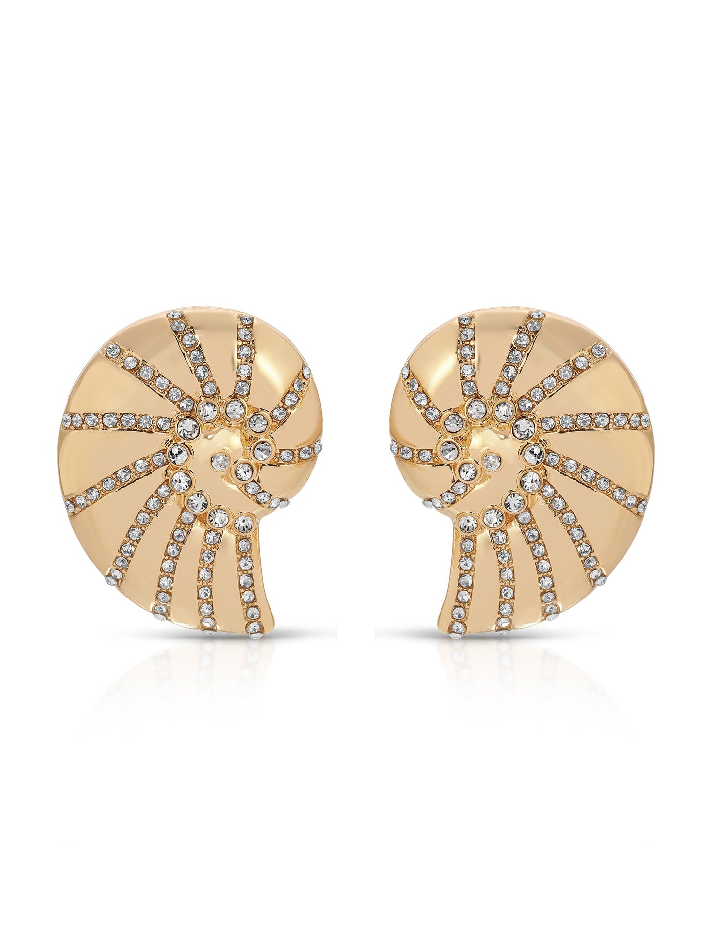 Crystal Studded Nautilus Shell Earrings