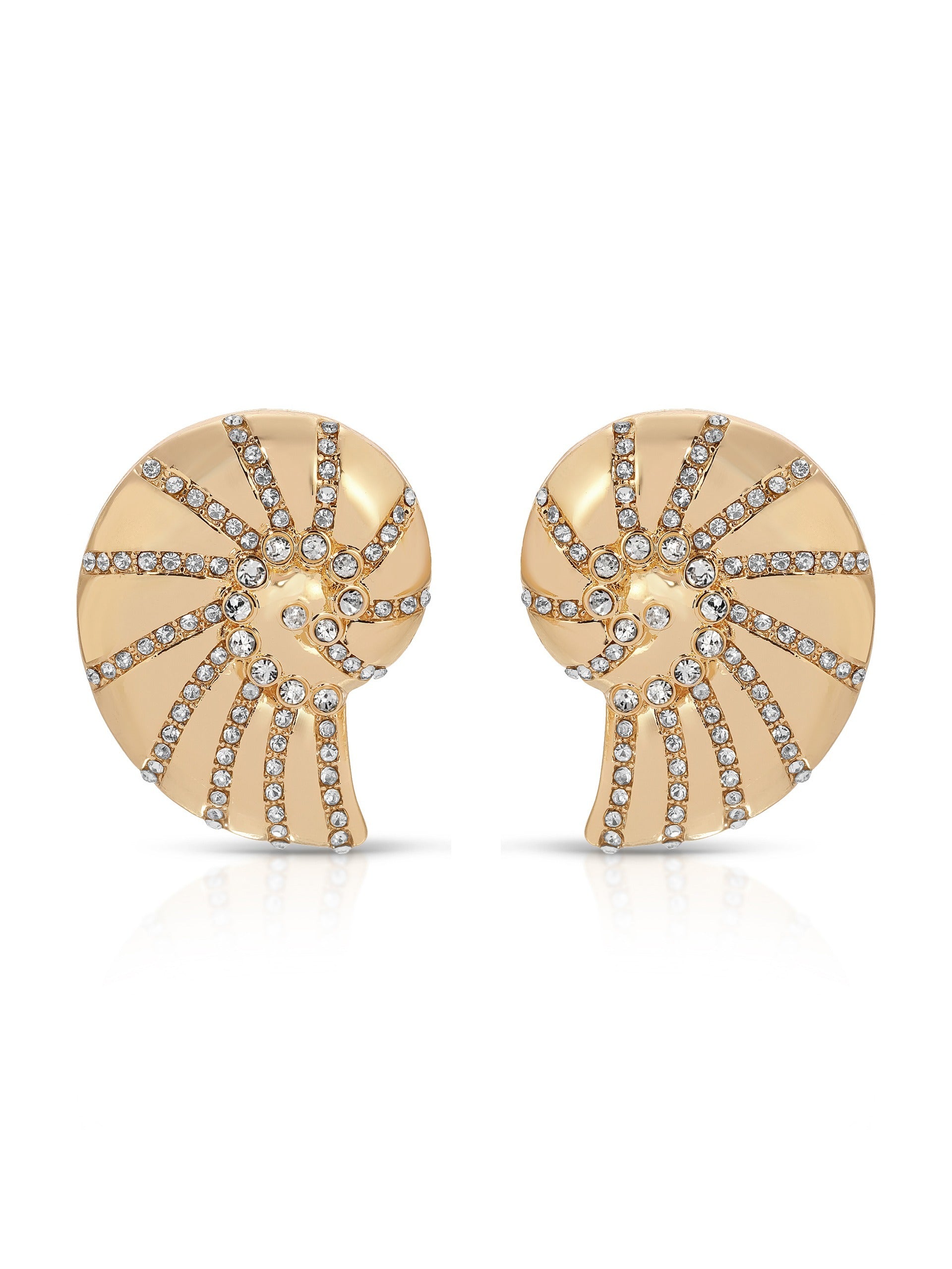 Crystal Studded Nautilus Shell Earrings
