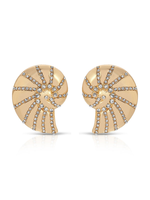 Crystal Studded Nautilus Shell Earrings